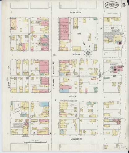 Sanborn Fire Insurance Map from Saint Peter, Nicollet County, Minnesota (1894), Sheet #0005 - Complete Map Set gallery image, historic Sanborn map, vintage wall art, Minnesota Minnesota
