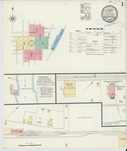 Sanborn Fire Insurance Map from Fayetteville, Lincoln County, Tennessee (1897), Sheet #0001 - Complete Map Set gallery image, historic Sanborn map, vintage wall art, Tennessee Tennessee