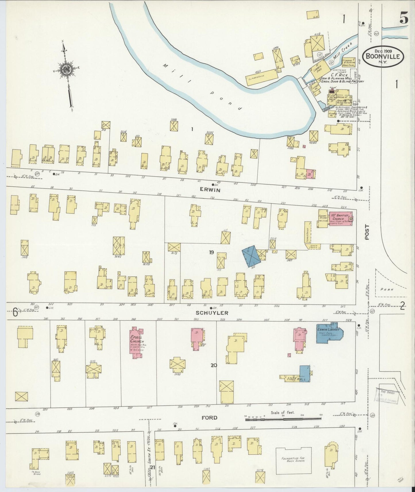 Sanborn Fire Insurance Map from Boonville, Oneida County, New York (1909), Sheet #0005 - Complete Map Set gallery image, historic Sanborn map, vintage wall art, New York New York