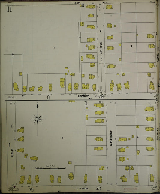 Sanborn Fire Insurance Map from Jackson, Jackson County, Michigan (1907), Sheet #0011 - Historic Sanborn Fire Insurance Map Print, vintage old map wall art, antique decor, genealogy gift, Michigan Michigan map