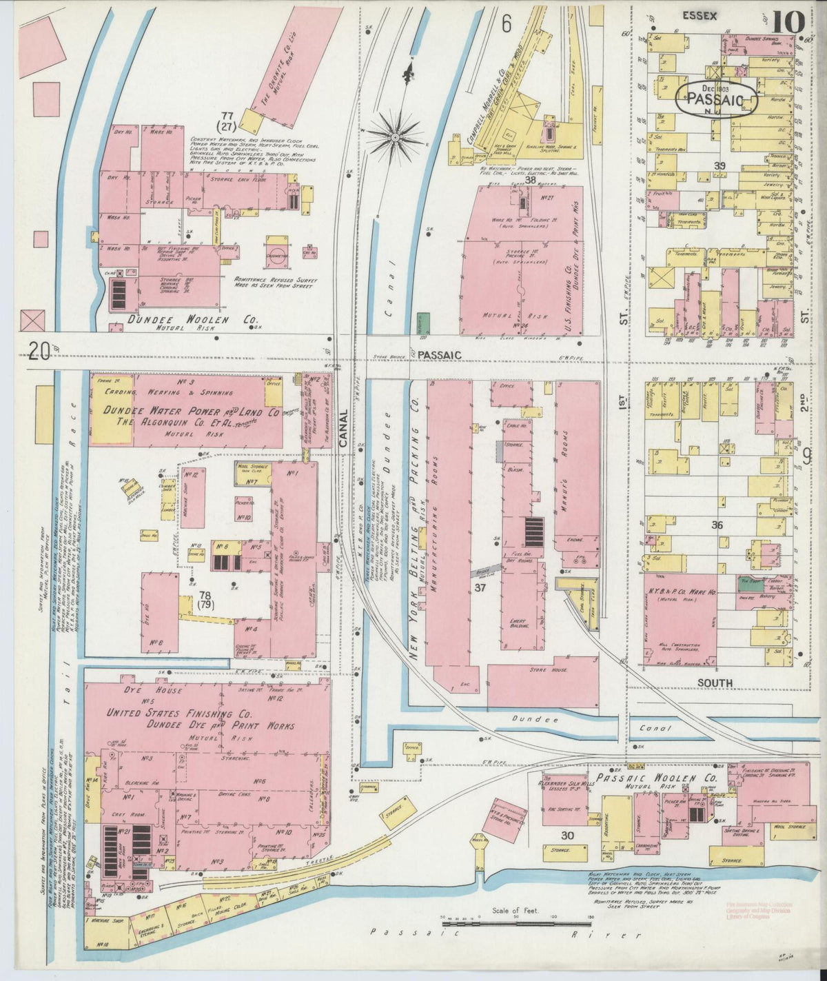 Sanborn Fire Insurance Map from Passaic, Passaic County, New Jersey (1903), Sheet #0010 - Complete Map Set gallery image, historic Sanborn map, vintage wall art, New Jersey New Jersey