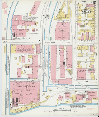 Sanborn Fire Insurance Map from Passaic, Passaic County, New Jersey (1903), Sheet #0010 - Complete Map Set gallery image, historic Sanborn map, vintage wall art, New Jersey New Jersey