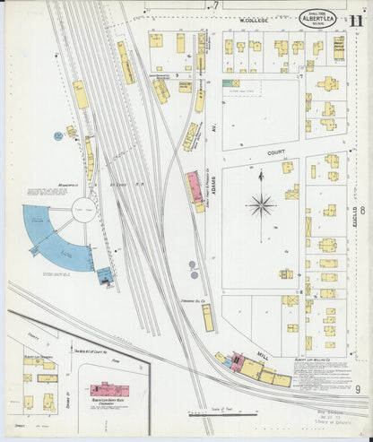 Sanborn Fire Insurance Map from Albert Lea, Freeborn County, Minnesota (1905), Sheet #0011 - Complete Map Set gallery image, historic Sanborn map, vintage wall art, Minnesota Minnesota