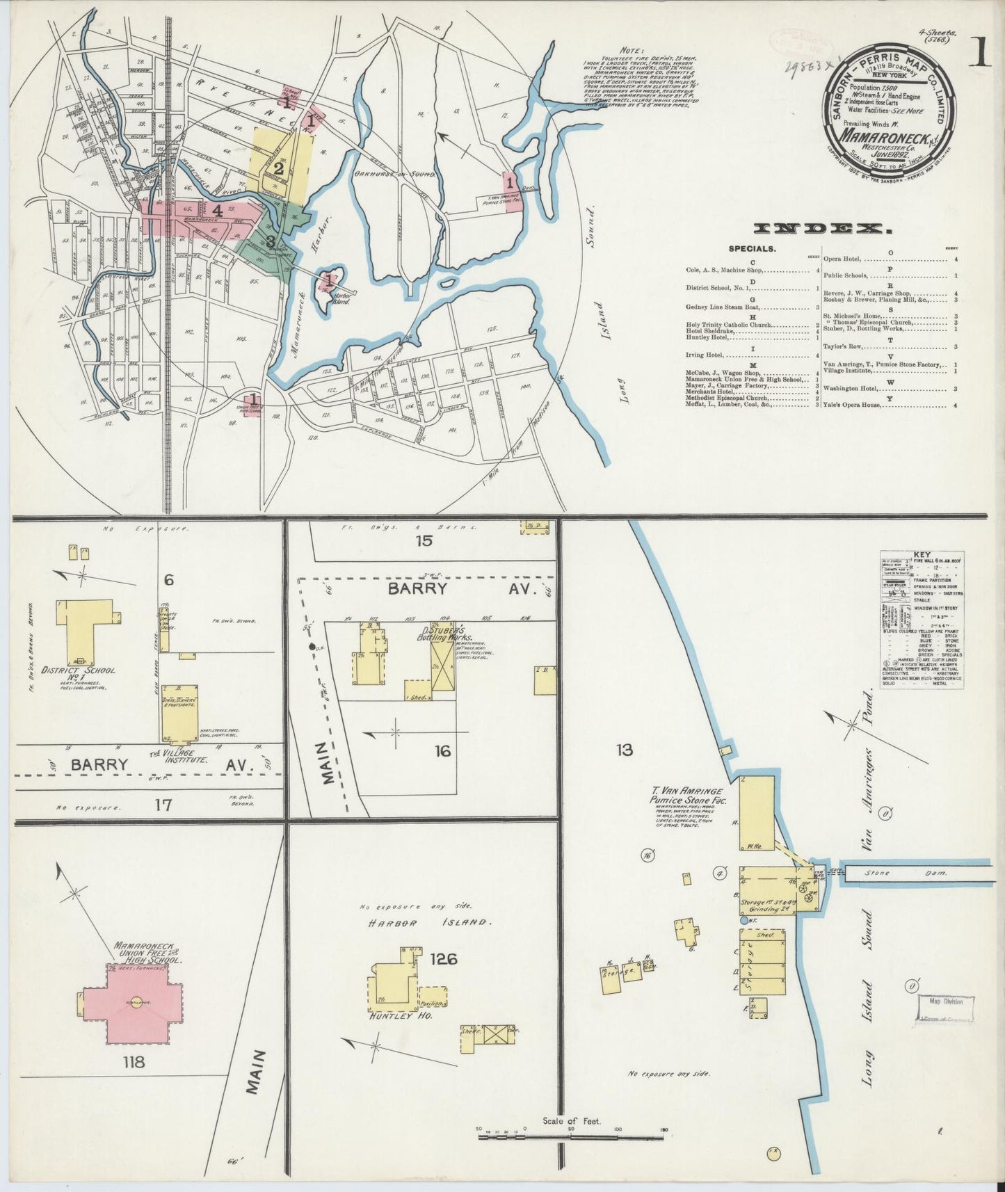Sanborn Fire Insurance Map from Mamaroneck, Westchester County, New York. (1892) – Historic Sanborn Fire Insurance Map Print
