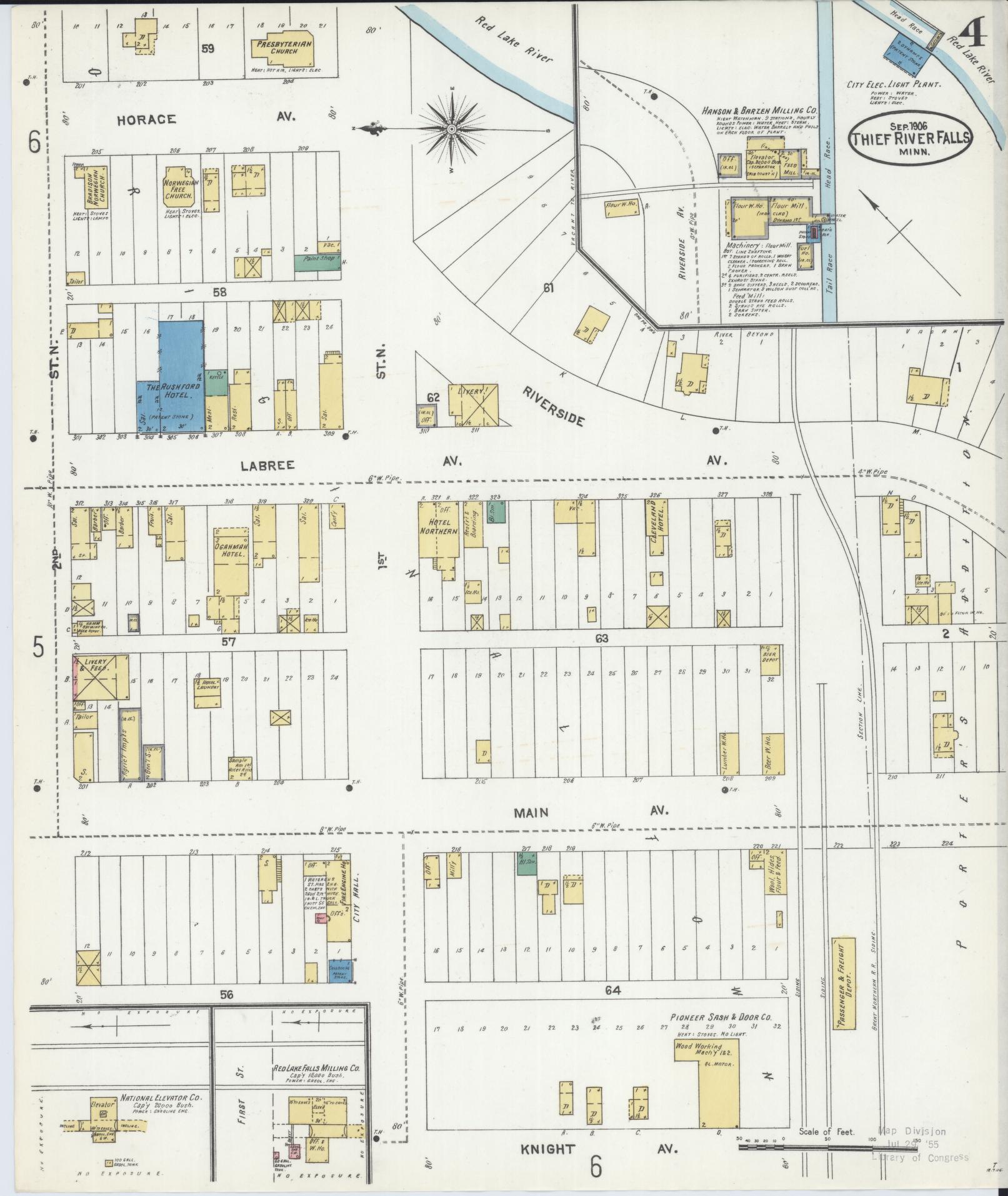 Sanborn Fire Insurance Map from Thief River Falls, Pennington County, Minnesota (1906), Sheet #0004 - Complete Map Set gallery image, historic Sanborn map, vintage wall art, Minnesota Minnesota