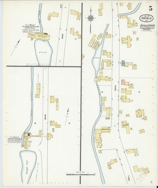 Sanborn Fire Insurance Map from Enfield, Grafton County, New Hampshire (1912), Sheet #0005 - Historic Sanborn Fire Insurance Map Print, vintage old map wall art, antique decor, genealogy gift, New Hampshire New Hampshire map