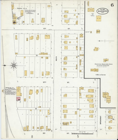 Sanborn Fire Insurance Map from Anadarko, Caddo County, Oklahoma (1907), Sheet #0006 - Complete Map Set gallery image, historic Sanborn map, vintage wall art, Oklahoma Oklahoma