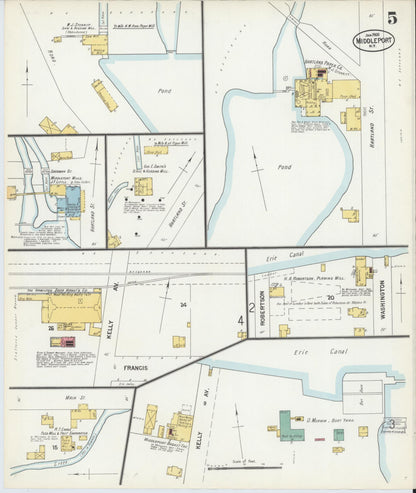 Sanborn Fire Insurance Map from Middleport, Niagara County, New York (1900), Sheet #0005 - Complete Map Set gallery image, historic Sanborn map, vintage wall art, New York New York