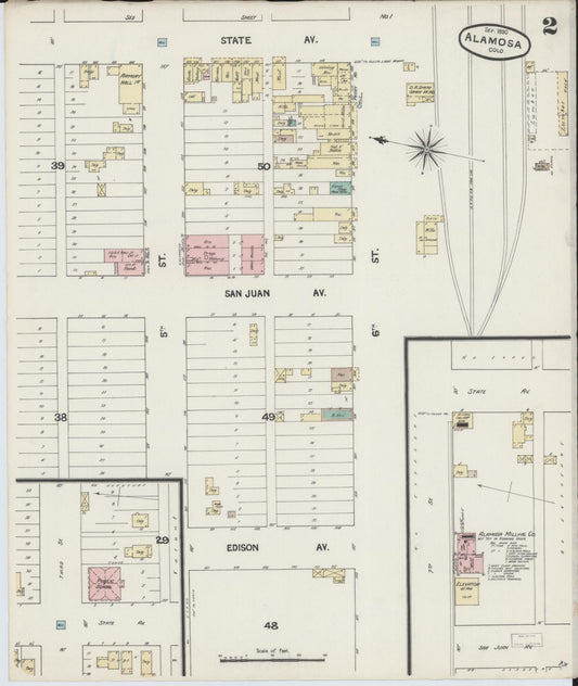 Sanborn Fire Insurance Map from Alamosa, Alamosa County, Colorado (1890), Sheet #0002 - Historic Sanborn Fire Insurance Map Print, vintage old map wall art, antique decor, genealogy gift, Colorado Colorado map