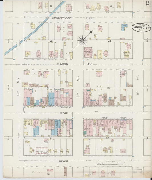 Sanborn Fire Insurance Map from Canon City, Fremont County, Colorado (1886), Sheet #0002 - Historic Sanborn Fire Insurance Map Print, vintage old map wall art, antique decor, genealogy gift, Colorado Colorado map