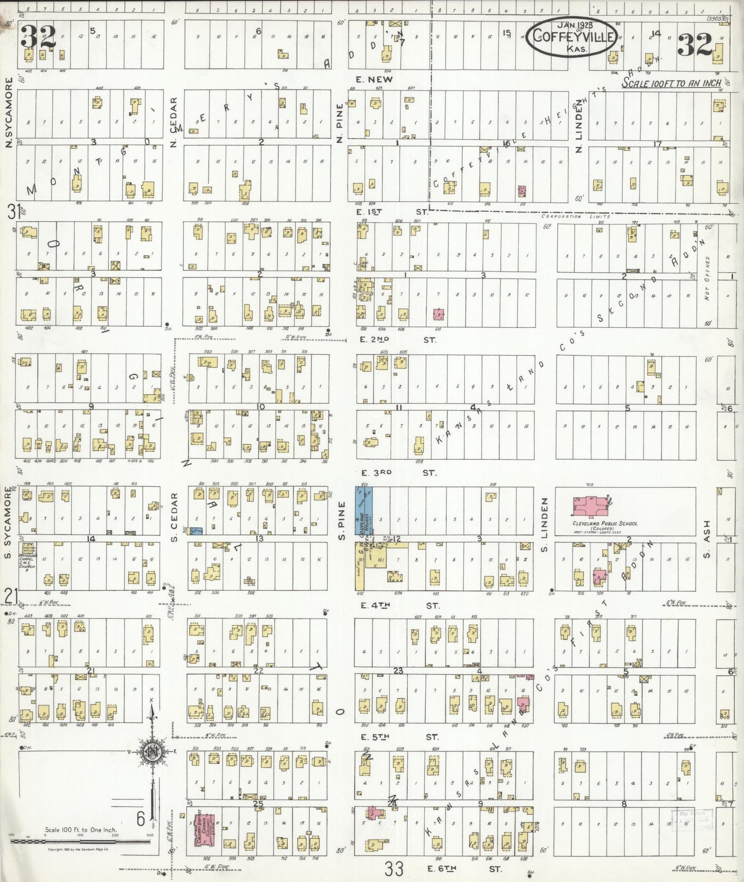 Sanborn Fire Insurance Map from Coffeyville, Montgomery County, Kansas (1923), Sheet #0032 - Complete Map Set gallery image, historic Sanborn map, vintage wall art, Kansas Kansas