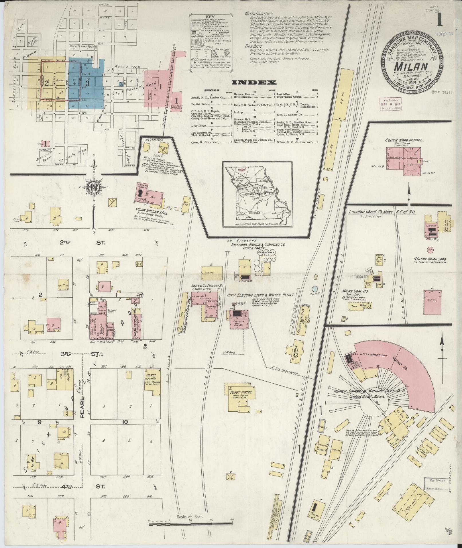 Sanborn Fire Insurance Map from Milan, Sullivan County, Missouri. (1914) – Historic Sanborn Fire Insurance Map Print