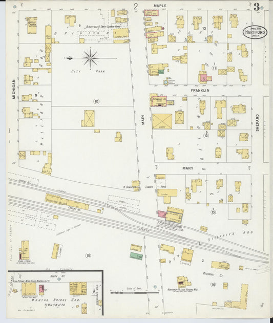 Sanborn Fire Insurance Map from Hartford, Van Buren County, Michigan (1899), Sheet #0003 - Historic Sanborn Fire Insurance Map Print, vintage old map wall art, antique decor, genealogy gift, Michigan Michigan map