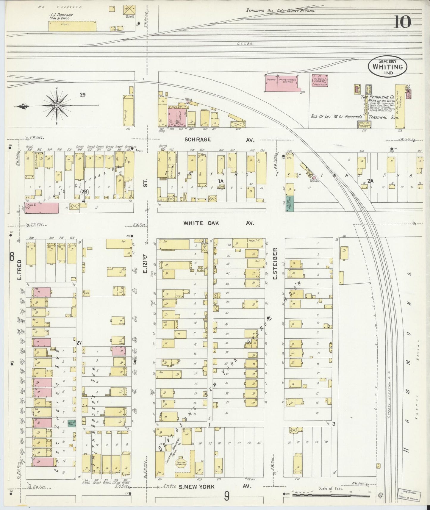 Sanborn Fire Insurance Map from Whiting, Lake County, Indiana (1907), Sheet #0010 - Complete Map Set gallery image, historic Sanborn map, vintage wall art, Indiana Indiana