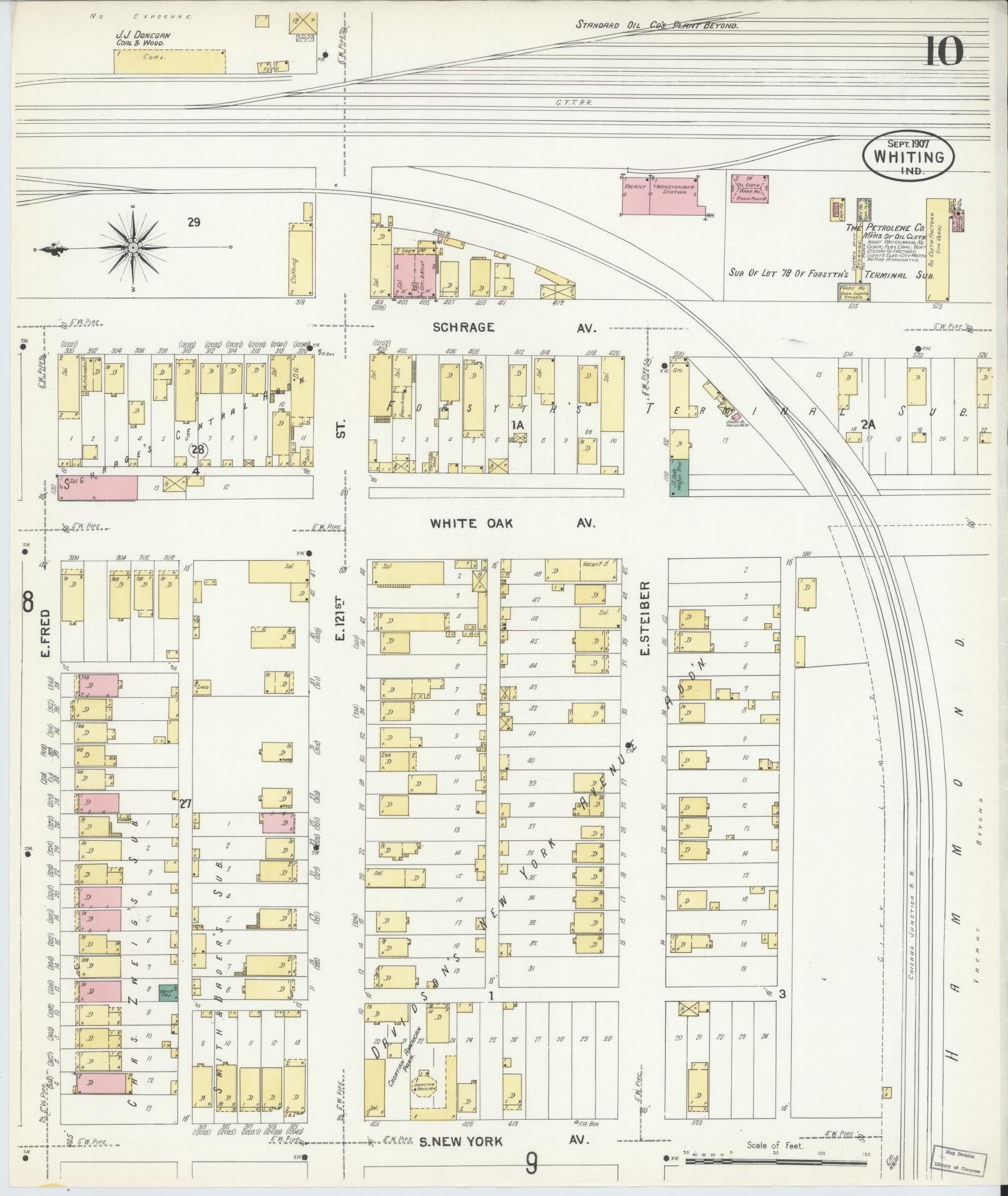 Sanborn Fire Insurance Map from Whiting, Lake County, Indiana (1907), Sheet #0010 - Complete Map Set gallery image, historic Sanborn map, vintage wall art, Indiana Indiana