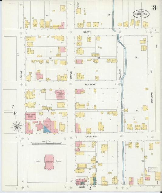 Sanborn Fire Insurance Map from Carlisle, Nicholas County, Kentucky (1903), Sheet #0003 - Historic Sanborn Fire Insurance Map Print, vintage old map wall art, antique decor, genealogy gift, Kentucky Kentucky map