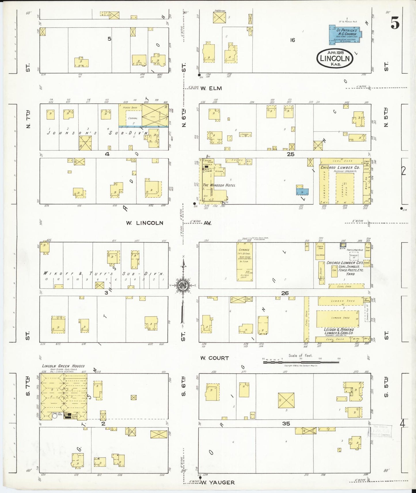 Sanborn Fire Insurance Map from Lincoln, Lincoln County, Kansas (1918), Sheet #0005 - Complete Map Set gallery image, historic Sanborn map, vintage wall art, Kansas Kansas