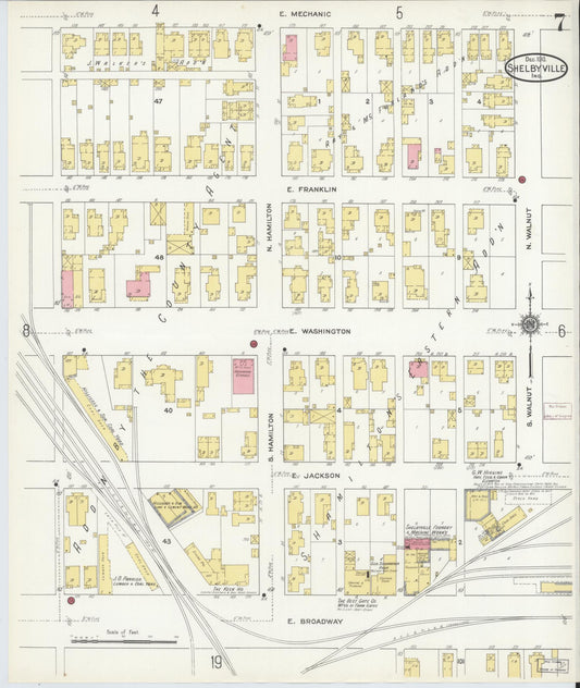 Sanborn Fire Insurance Map from Shelbyville, Shelby County, Indiana (1910), Sheet #0007 - Historic Sanborn Fire Insurance Map Print, vintage old map wall art, antique decor, genealogy gift, Indiana Indiana map