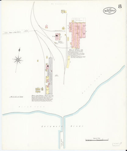 Sanborn Fire Insurance Map from New Castle, New Castle County, Delaware (1907), Sheet #0008 - Complete Map Set gallery image, historic Sanborn map, vintage wall art, Delaware Delaware