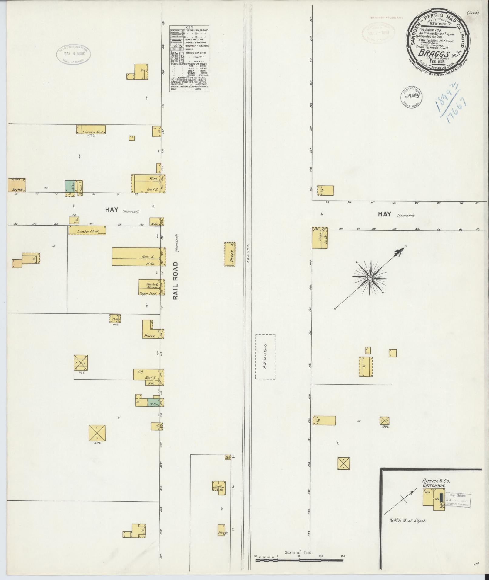 Sanborn Fire Insurance Map from Braggs, Muskogee County, Oklahoma. (1899) – Historic Sanborn Fire Insurance Map Print