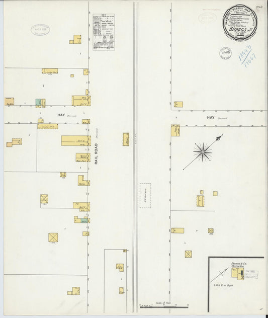 Sanborn Fire Insurance Map from Braggs, Muskogee County, Oklahoma. (1899) – Historic Sanborn Fire Insurance Map Print
