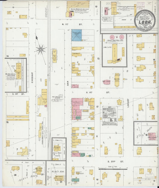 Sanborn Fire Insurance Map from Loda, Iroquois County, Illinois (1906), Sheet #0001 - Historic Sanborn Fire Insurance Map Print, vintage old map wall art, antique decor, genealogy gift, Illinois Illinois map