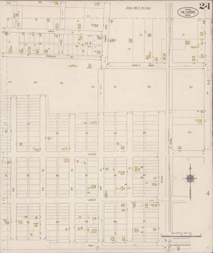 Sanborn Fire Insurance Map from Hillsboro, Washington County, Oregon (1921), Sheet #0024 - Complete Map Set gallery image, historic Sanborn map, vintage wall art, Oregon Oregon