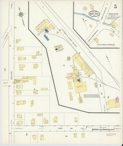 Sanborn Fire Insurance Map from Wayland, Steuben County, New York (1913), Sheet #0005 - Complete Map Set gallery image, historic Sanborn map, vintage wall art, New York New York