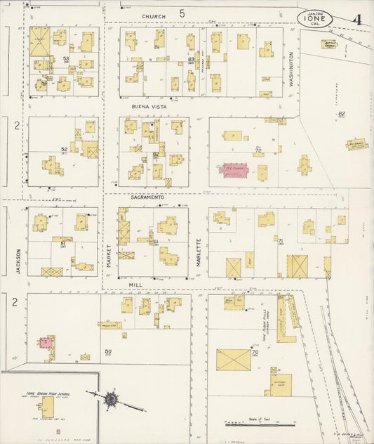 Sanborn Fire Insurance Map from Ione, Amador County, California (1912), Sheet #0004 - Historic Sanborn Fire Insurance Map Print, vintage old map wall art, antique decor, genealogy gift, California California map