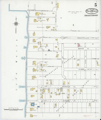 Sanborn Fire Insurance Map from Palm Beach, Palm Beach County, Florida (1919), Sheet #0005 - Complete Map Set gallery image, historic Sanborn map, vintage wall art, Florida Florida