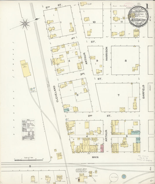 Sanborn Fire Insurance Map from Woodburn, Marion County, Oregon (1892), Sheet #0001 - Historic Sanborn Fire Insurance Map Print, vintage old map wall art, antique decor, genealogy gift, Oregon Oregon map