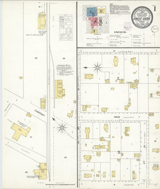 Sanborn Fire Insurance Map from Forest Grove, Washington County, Oregon (1902), Sheet #0001 - Complete Map Set gallery image, historic Sanborn map, vintage wall art, Oregon Oregon