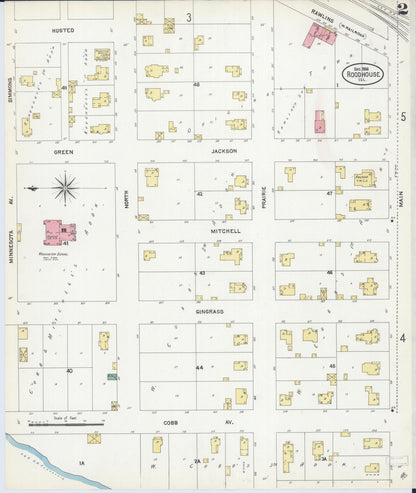 Sanborn Fire Insurance Map from Roodhouse, Greene County, Illinois (1906), Sheet #0002 - Historic Sanborn Fire Insurance Map Print, vintage old map wall art, antique decor, genealogy gift, Illinois Illinois map