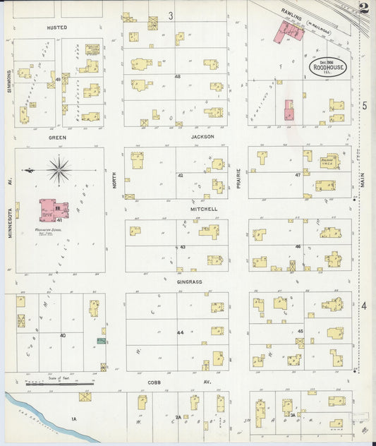 Sanborn Fire Insurance Map from Roodhouse, Greene County, Illinois (1906), Sheet #0002 - Historic Sanborn Fire Insurance Map Print, vintage old map wall art, antique decor, genealogy gift, Illinois Illinois map
