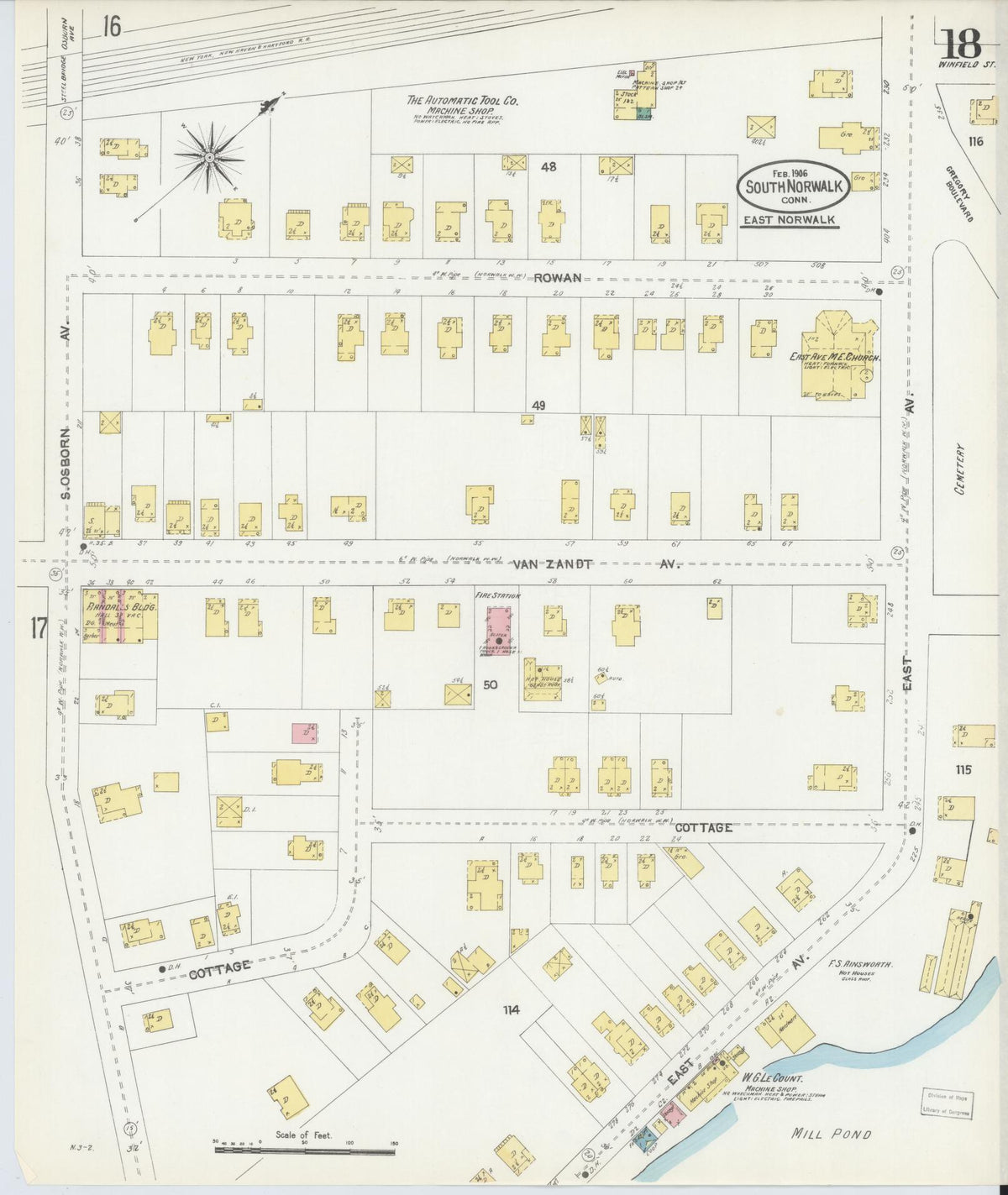 Sanborn Fire Insurance Map from South Norwalk, Fairfield County, Connecticut (1906), Sheet #0018 - Complete Map Set gallery image, historic Sanborn map, vintage wall art, Connecticut Connecticut