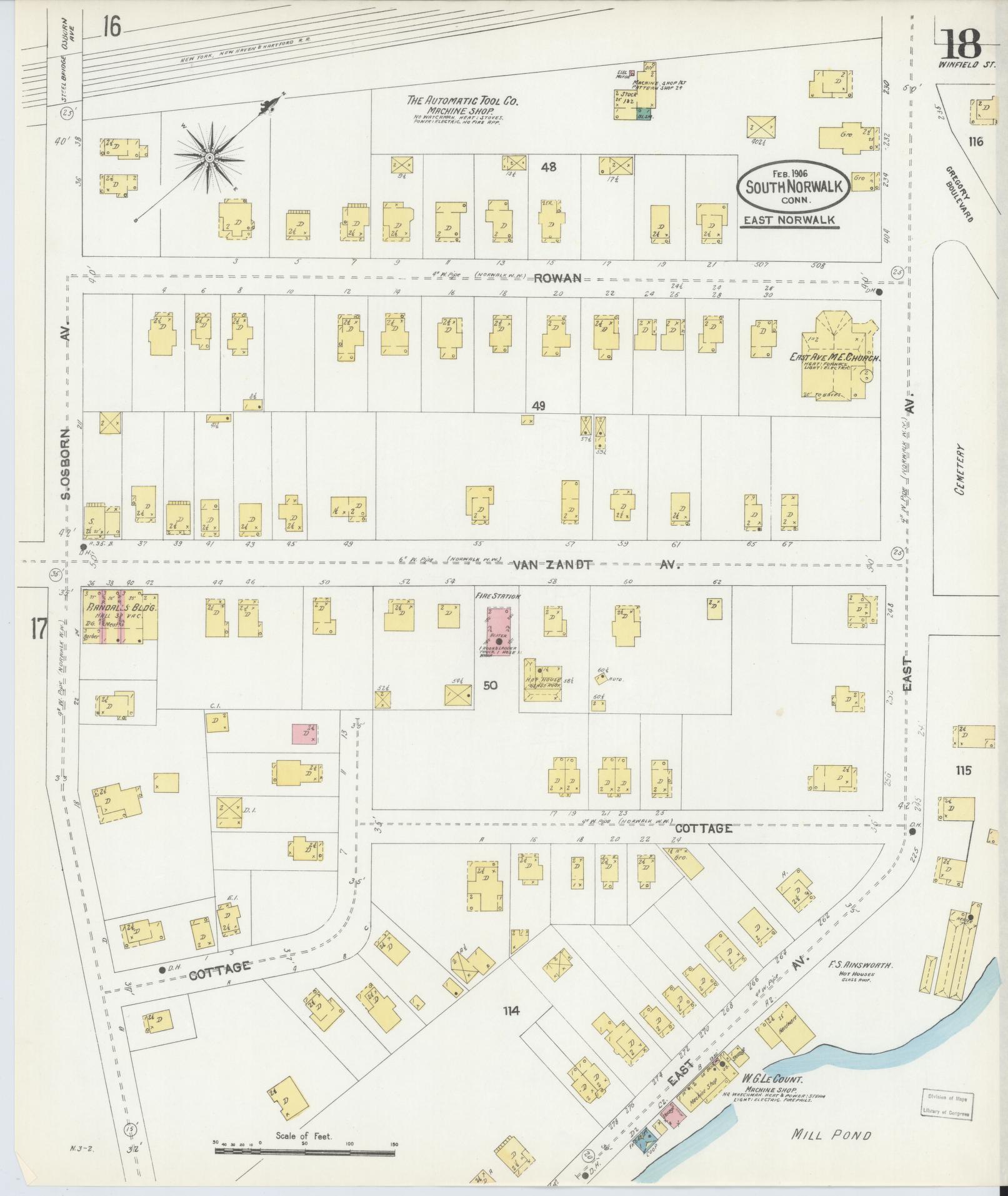 Sanborn Fire Insurance Map from South Norwalk, Fairfield County, Connecticut (1906), Sheet #0018 - Complete Map Set gallery image, historic Sanborn map, vintage wall art, Connecticut Connecticut