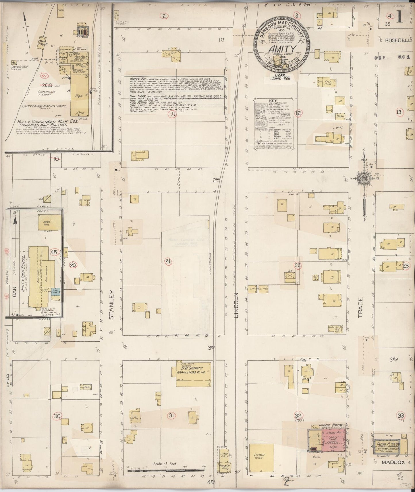 Sanborn Fire Insurance Map from Amity, Yamhill County, Oregon (1931), Sheet #0001 - Complete Map Set gallery image, historic Sanborn map, vintage wall art, Oregon Oregon