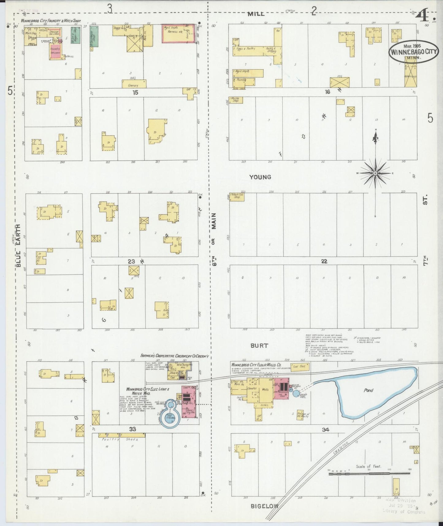 Sanborn Fire Insurance Map from Winnebago, Faribault County, Minnesota (1905), Sheet #0004 - Complete Map Set gallery image, historic Sanborn map, vintage wall art, Minnesota Minnesota