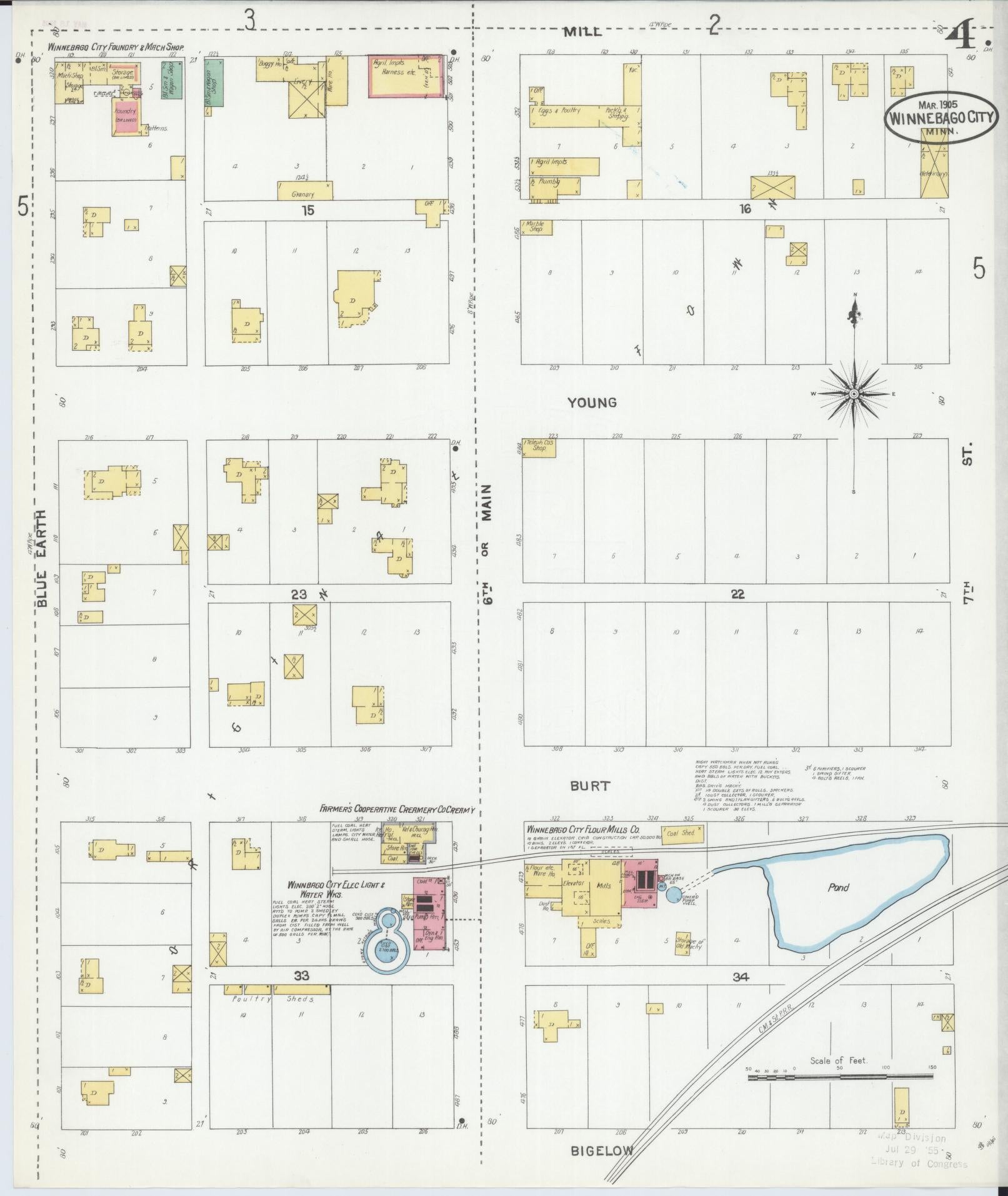 Sanborn Fire Insurance Map from Winnebago, Faribault County, Minnesota (1905), Sheet #0004 - Complete Map Set gallery image, historic Sanborn map, vintage wall art, Minnesota Minnesota