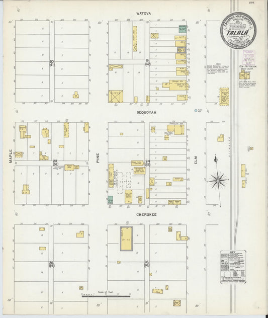 Sanborn Fire Insurance Map from Talala, Rodgers County, Oklahoma (1903), Sheet #0001 - Historic Sanborn Fire Insurance Map Print, vintage old map wall art, antique decor, genealogy gift, Oklahoma Oklahoma map