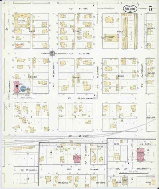 Sanborn Fire Insurance Map from Fulton, Whiteside County, Illinois (1912), Sheet #0005 - Historic Sanborn Fire Insurance Map Print, vintage old map wall art, antique decor, genealogy gift, Illinois Illinois map