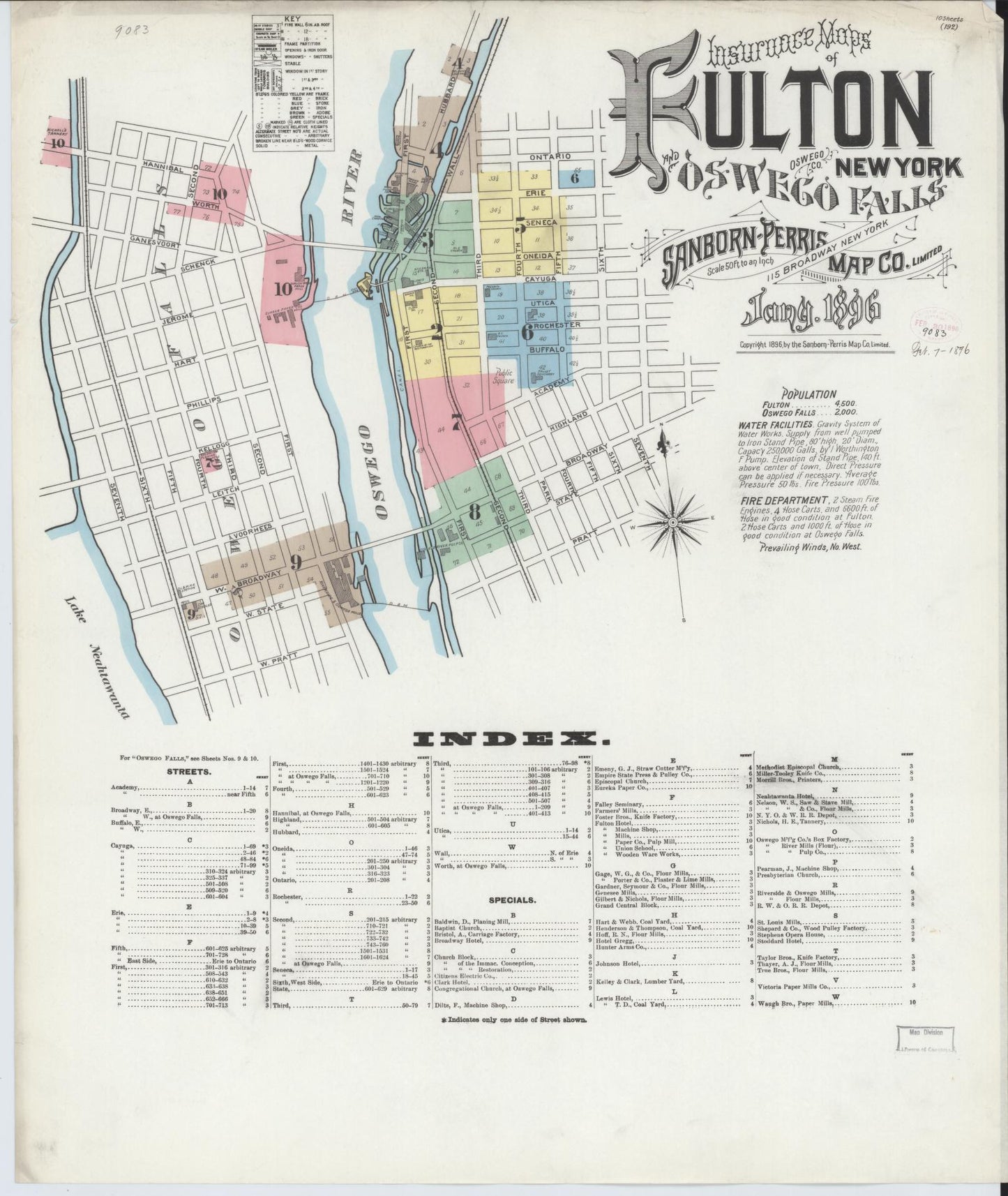 Sanborn Fire Insurance Map from Fulton, Oswego County, New York. (1896) – Historic Sanborn Fire Insurance Map Print