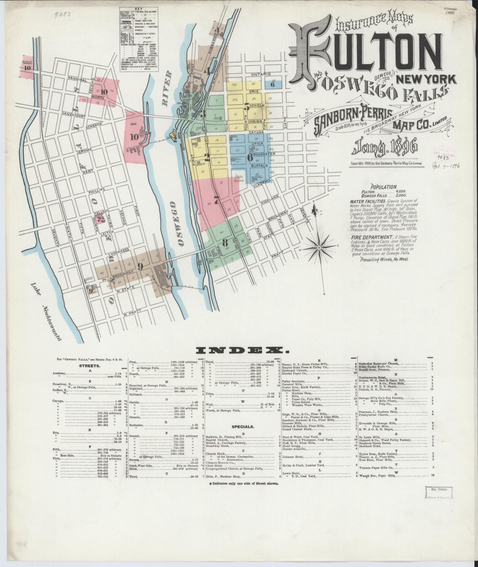 Sanborn Fire Insurance Map from Fulton, Oswego County, New York. (1896) – Historic Sanborn Fire Insurance Map Print