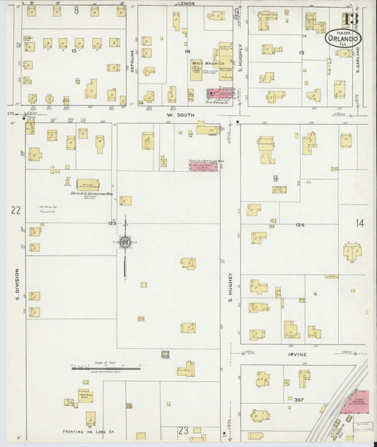 Sanborn Fire Insurance Map from Orlando, Orange County, Florida (1919), Sheet #0013 - Historic Sanborn Fire Insurance Map Print, vintage old map wall art, antique decor, genealogy gift, Florida Florida map