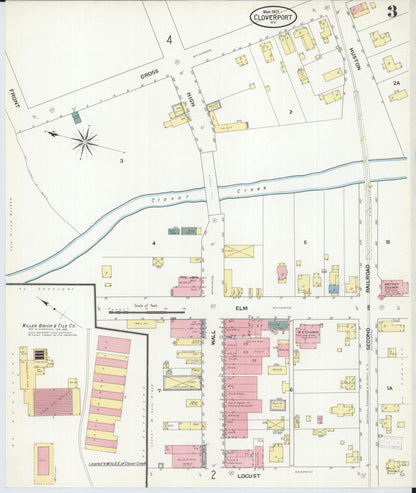Sanborn Fire Insurance Map from Cloverport, Breckinridge County, Kentucky (1909), Sheet #0003 - Complete Map Set gallery image, historic Sanborn map, vintage wall art, Kentucky Kentucky
