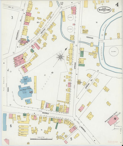 Sanborn Fire Insurance Map from Morristown, Morris County, New Jersey (1901), Sheet #0004 - Complete Map Set gallery image, historic Sanborn map, vintage wall art, New Jersey New Jersey