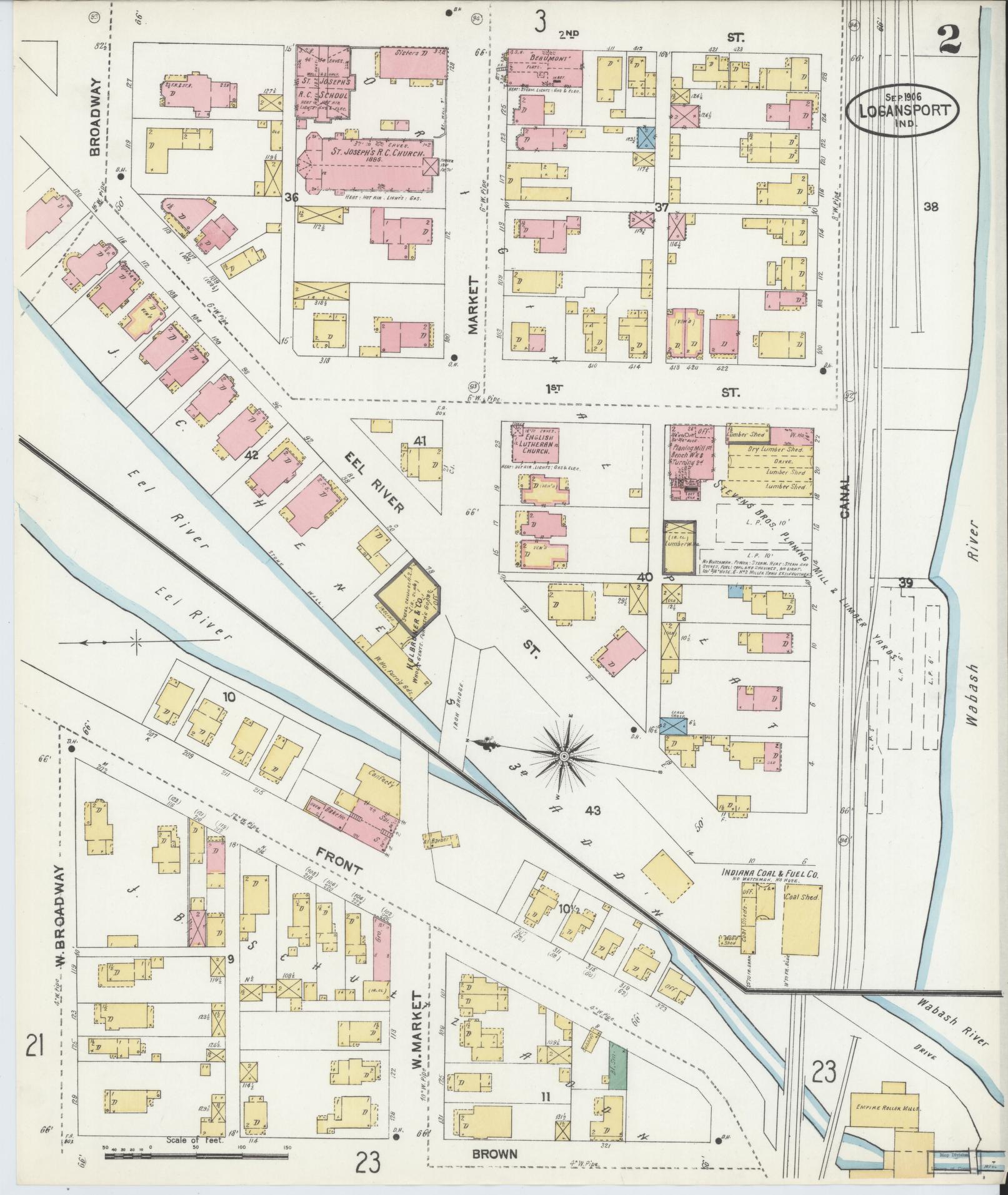 Sanborn Fire Insurance Map from Logansport, Cass County, Indiana (1906), Sheet #0002 - Complete Map Set gallery image, historic Sanborn map, vintage wall art, Indiana Indiana