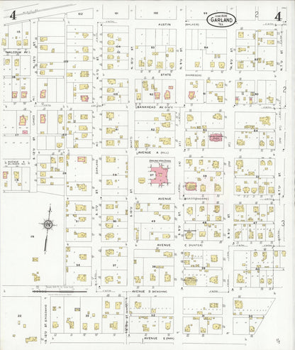 Sanborn Fire Insurance Map from Garland, Dallas County, Texas (1928), Sheet #0004 - Complete Map Set gallery image, historic Sanborn map, vintage wall art, Texas Texas