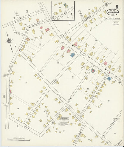 Sanborn Fire Insurance Map from Mount Airy, Surry County, North Carolina (1916), Sheet #0009 - Complete Map Set gallery image, historic Sanborn map, vintage wall art, North Carolina North Carolina