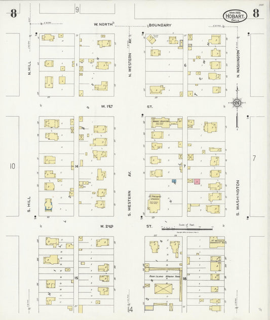 Sanborn Fire Insurance Map from Hobart, Kiowa County, Oklahoma (1926), Sheet #0008 - Historic Sanborn Fire Insurance Map Print, vintage old map wall art, antique decor, genealogy gift, Oklahoma Oklahoma map